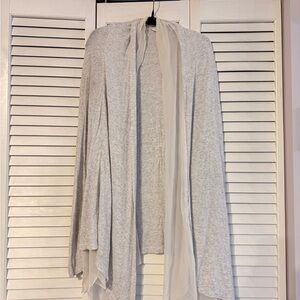 CAbi Light Gray and Cream Women's Poncho